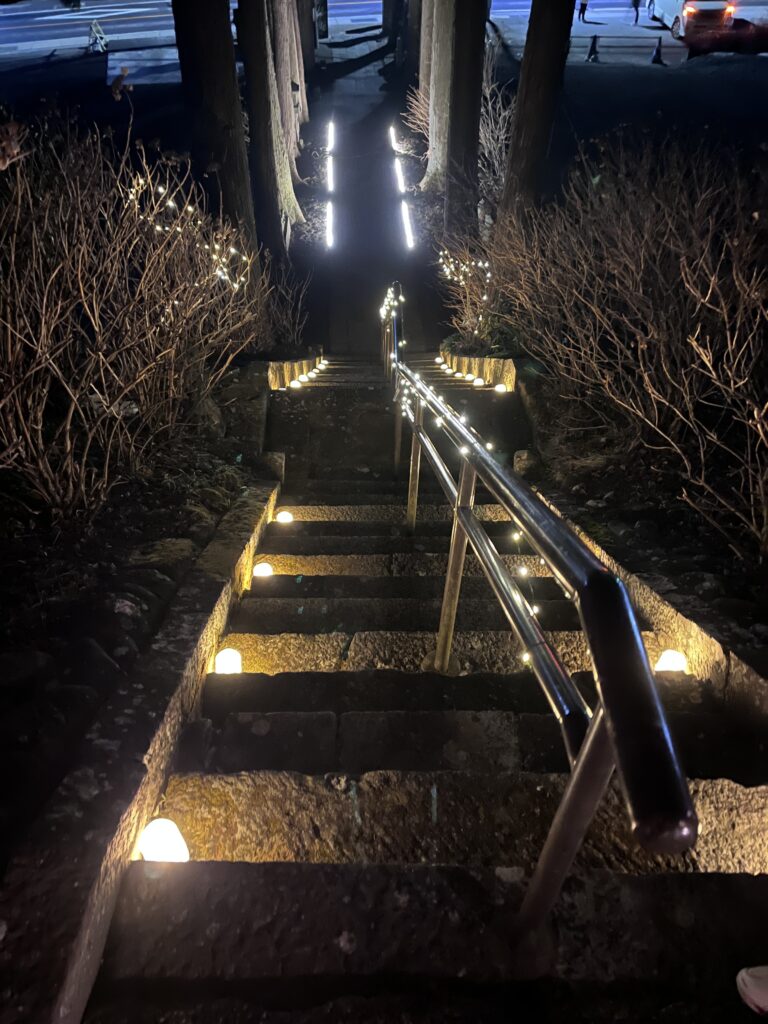 大晦日　雲林寺階段上から